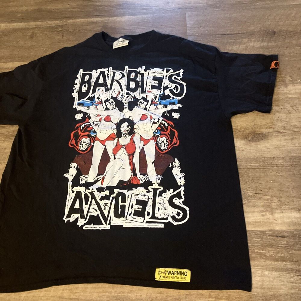Brand X Barbies Angels Graphic T-Shirt Mens XL Black Short‎ Sleeve Streetwear
